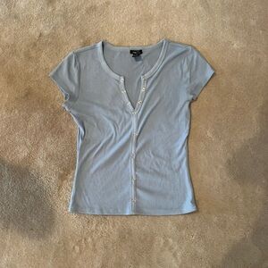 Rue 21 Blue Button up crop top